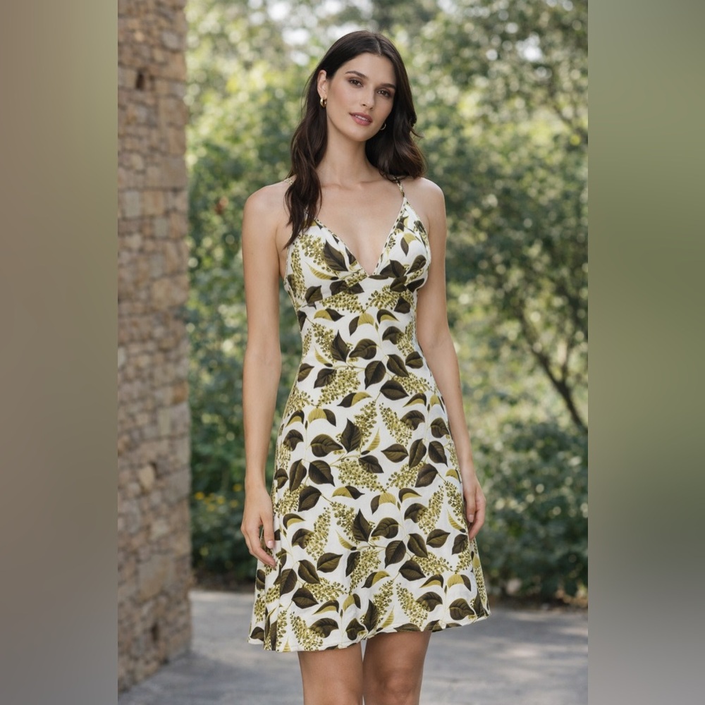 🍃JUST CAVALLI Green Leaf Printed Cotton Jersey Dress 🍃